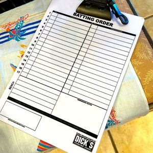 Coach Baseball Clipboard Batting Order/Field Positions Coach Clipboard